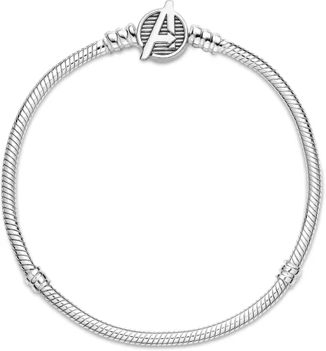 Vista 3 de PANDORA Moments Marvel The Avengers Logo Clasp Snake Chain Bracelet