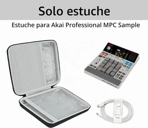 Vista 2 de Estuche rígido de viaje compatible con Akai Professional MPC Sampler portátil independiente, bolsa de transporte (gris-negro)