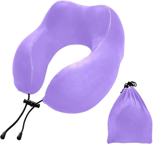 Vista 33 de Almohada de viaje azul real para cama de viaje de coche, almohada de espuma viscoelástica en forma de U para el cuello, color azul rey