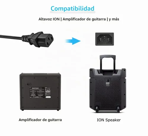 Vista 3 de Cable de alimentación de CA de 10 pies de 3 clavijas compatible con altavoz inalámbrico ION Explorer Outback, altavoz Bluetooth ION Tailgater IPA57
