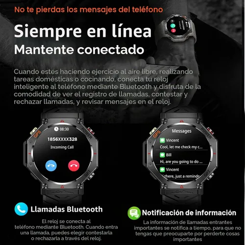 Vista 6 de [Usado] SW8 (negro) 1.39 pulgadas elegante reloj inteligente para hombres, llamadas Bluetooth, asistente de voz AI, 107 modos deportivos, 3ATM