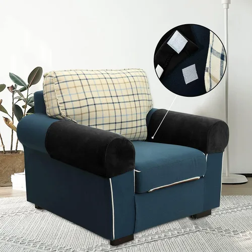 Vista 12 de XMNTG Juego de 2 fundas elásticas para reposabrazos de color beige, terciopelo suave, antimanchas, lavables para sillas, sofá, sillón reclinable