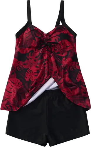 Vista 3 de Traje de baño tankini de talla grande para mujer, brasier acolchado push-up con relleno, conjunto de bikini para traje de baño, ropa de playa