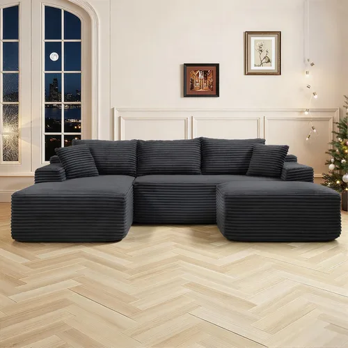 Vista 35 de Sofá seccional Cloud de 108 pulgadas, sofá seccional modular moderno con asiento profundo, sofás de pana sin estructura con chaise en forma de L