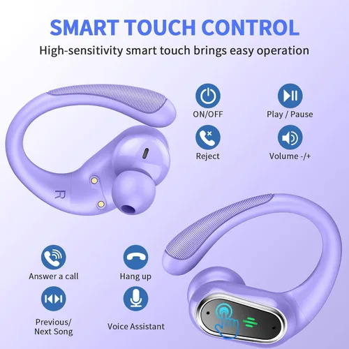 Vista 5 de Auriculares inalámbricos, Bluetooth 5.4 2025 deportivos, auriculares Bluetooth con micrófono ENC con cancelación de ruido, auriculares inalámbricos
