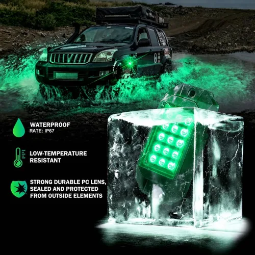 Vista 3 de Xprite - Kit de luces LED RGB bluetooth con controlador RF, luces neón multicolor intermitentes que sincronizan con la música para vehículos