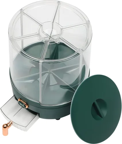 Vista 6 de Dispensador de arroz de 6 rejillas de 14 libras, dispensador de alimentos secos giratorio de 360°, dispensador de cereales de cocina, recipiente