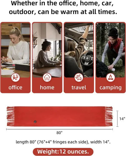 Vista 5 de Heated Scarf for Women Include Rechargeable Battery, Electric Heated Scarf for Cold Weather