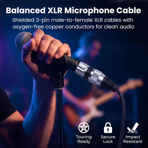 Vista 2 de GEARit XLR Cables - Paquete de 6 cables de micrófono XLR macho a hembra, cable de micrófono blindado equilibrado con conductores de cobre