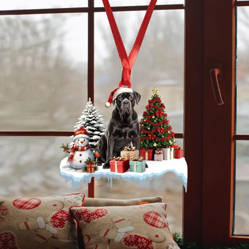 Vista 4 de Talataca Cane Corso - Adorno de Navidad plano 2D, cajas de regalo Cane Corso, decoración de árbol de pino, colgante de casa colgante para recuerdo