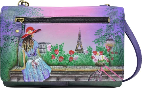 Vista 18 de Anna by Anuschka Women’s Hand-Painted Genuine Leather Organizer Wallet On a String