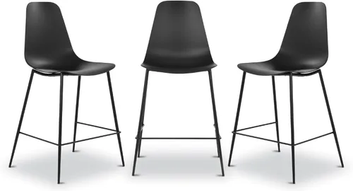Vista 13 de Poly & BARK Isla - Juego de 4 sillas de cocina modernas, sillas de comedor de plástico con patas de metal, montaje rápido, sillas simples de café