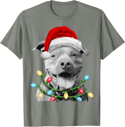 Vista 30 de Pit Bull Santa - Camiseta de perro con luces para árbol de Navidad para niños, Negro, S