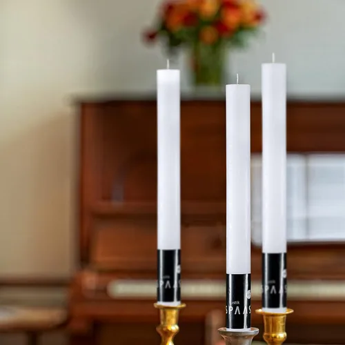 Vista 3 de SPAAS - Velas rústicas blancas para cena, 6 velas decorativas altas rústicas sin goteo blancas sin perfume para decoración del hogar, mesa, fiesta