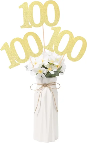 Vista 9 de Decoraciones de 50 aniversario NO 50, paquete de 10 centros de mesa de cumpleaños de 50 cumpleaños de doble cara con purpurina dorada para mesas Oro