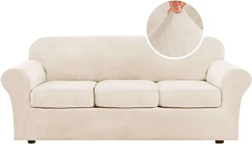 Vista 90 de H.VERSAILTEX - Funda elástica para sofá de 2 piezas, funda protectora de terciopelo, suave, con parte inferior elástica, con un ancho de hasta 49