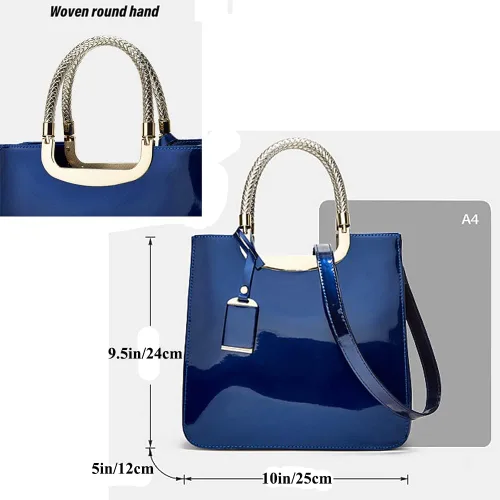 Vista 4 de ZiMing Bolso de mano de charol para mujer, bolso cuadrado de noche, bolso con asa superior, bolso de hombro, magnífico bolso