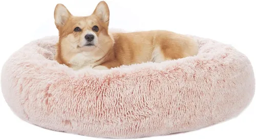 Vista 29 de Bedfolks Cama calmante en forma de dona, camas redondas y esponjosas de 23 pulgadas para perros pequeños, lavable a máquina, antiansiedad, cama