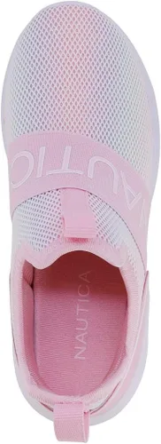 Vista 5 de Nautica Tenis deportivos sin cordones para niñas jóvenes, elegantes zapatos para correr y tenis para niños pequeños y grandes