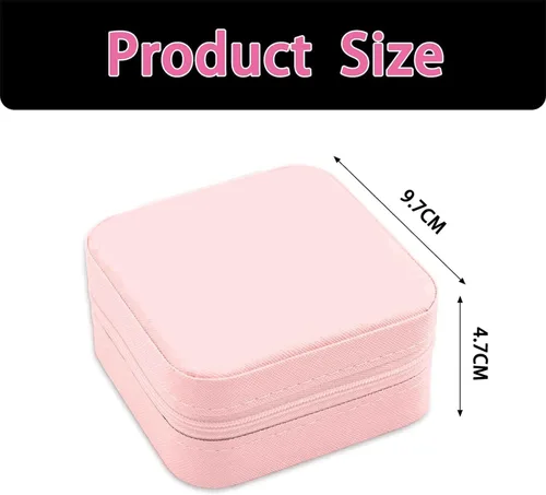 Vista 2 de IMPCOKRU Estuche de viaje para joyas, portátil, pequeño, ligero, pequeño, organizador de joyas para mujeres y niñas, color rosa liso.