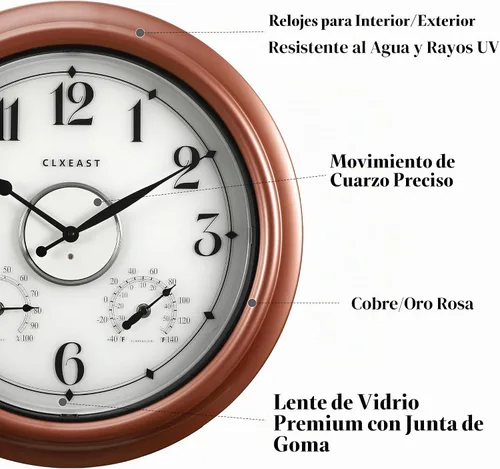 Vista 3 de CLXEAST Relojes iluminados de 18 pulgadas para interior y exterior con sensor inteligente, reloj de pared moderno estilo granja con temperatura