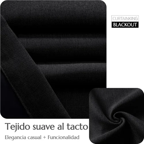 Vista 6 de jinchan Cortinas opacas con textura de lino negro para dormitorio, sala de estar, 2 paneles de 84 pulgadas de largo, con aislamiento térmico