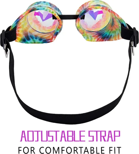 Vista 74 de Gafas de caleidoscopio retro con pinchos, gafas de cristal arcoíris steampunk estilo soldadura, gafas de cosplay punk