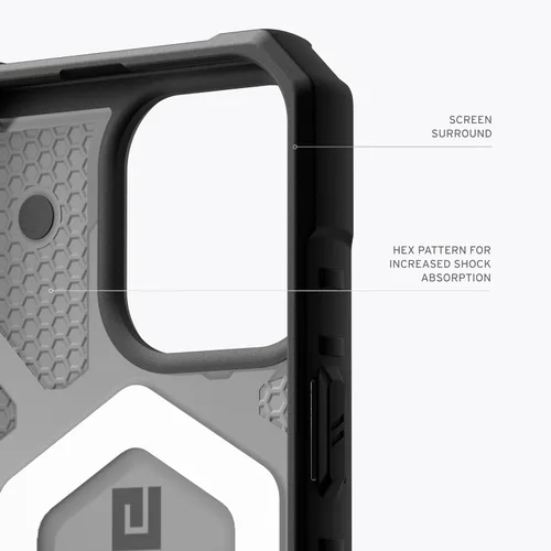 Vista 5 de URBAN ARMOR GEAR UAG Funda [Versión Actualizada] Compatible con iPhone 15 Pro 6.1" Pathfinder Transparente Ceniza/Negro Imán Integrado Compatible