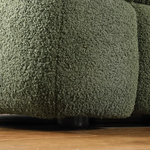 Vista 8 de Sofá de burbujas moderno de 3 plazas con 2 almohadas, sofá cómodo de tela Bouclé, muebles decorativos para espacios pequeños, sala de estar