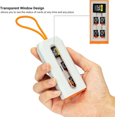 Vista 3 de Funda de tarjeta de memoria para 6 tarjetas CFexpress tipo A y 12 tarjetas Micro SD, diseño de ventana emergente y transparente, soporte