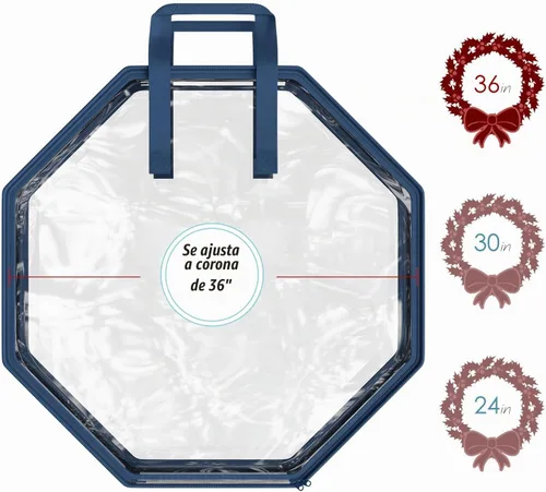 Vista 5 de Hearth & Harbor - Juego de contenedores de almacenamiento para coronas de Navidad - Bolsa transparente de almacenamiento para coronas de Navidad