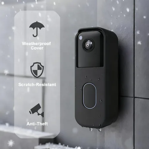 Vista 5 de Funda de silicona para timbre de video Blink de 2ª generación, protección completa y piel resistente a la intemperie con borde de absorción