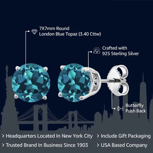 Vista 67 de Gem Stone King Aretes de plata de ley 925 con piedra natal redonda de 0.276 in para mujer