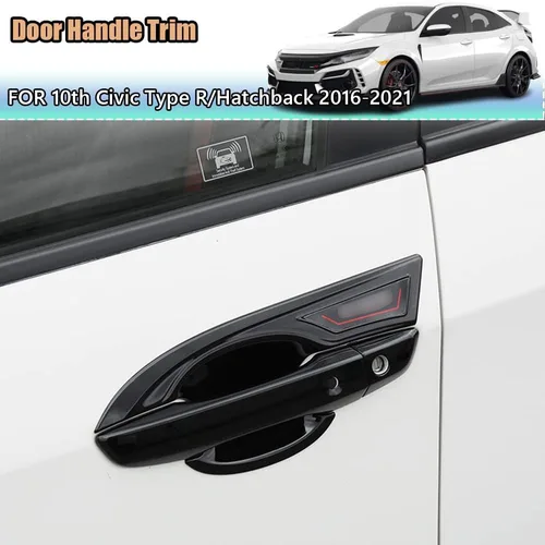 Vista 2 de Accesorios exteriores personalizados para Honda Civic Hatchback/Type R 2016 2017 2018 2019 2020 2021 ABS manija de puerta cubierta de tazón