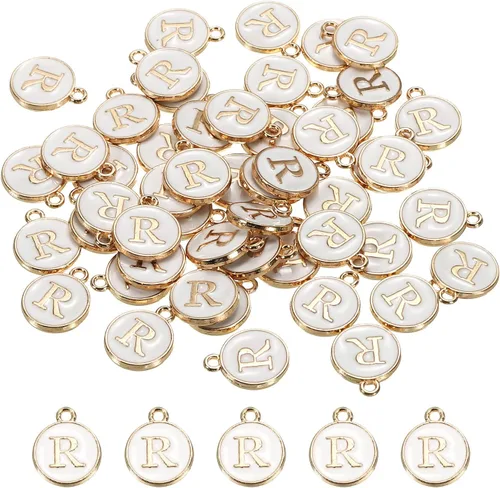 Vista 20 de MECCANIXITY Dije de Letras del Alfabeto de Doble Cara, para Hacer Collar, Pulsera, Pendientes, Joyería