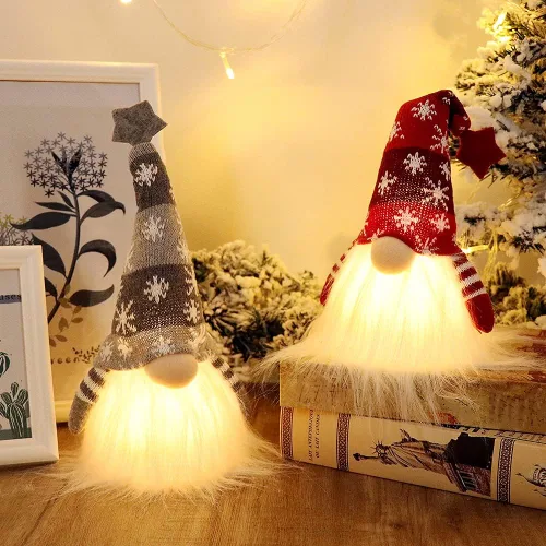 Vista 8 de GMOEGEFT Luces escandinavas de gnomo de Navidad con temporizador, gnomo sueco de Santa Tomte, decoración de Navidad nórdica, juego de 2