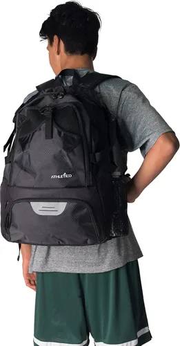 Vista 4 de Athletico National – Mochila de fútbol, baloncesto y fútbol americano, incluye soporte separado para balones y tacos