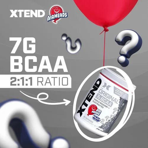 Vista 2 de XTEND Original Polvo de BCAA sabor Airheads Candy con 7 gramos de BCAA y 2.5 gramos de L-Glutamina, para bebida de recuperación muscular sin azúcar