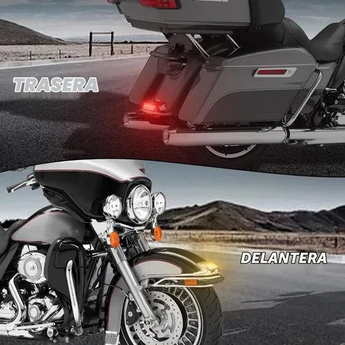 Vista 6 de Luces de guardabarros delanteros y traseros, luz de freno de punta de guardabarros LED compatible con Harley Electra Glide Road King Softail