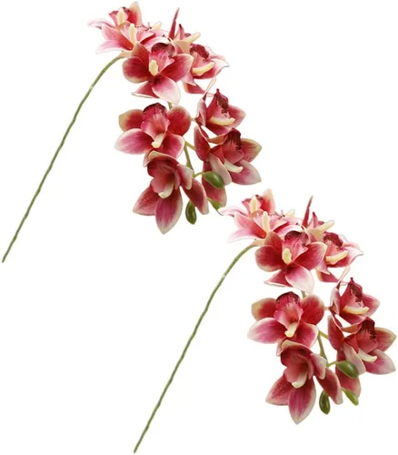 Vista 10 de XZJMY Flores artificiales de orquídeas artificiales 3D, flores artificiales de seda de 10 cabezas de seda, flores artificiales para exteriores