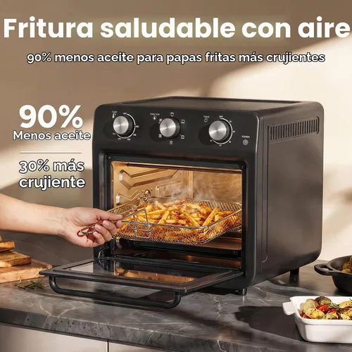 Vista 5 de SMIRLY Combo de horno tostador de freidora de aire 6 en 1, horno tostador Negro