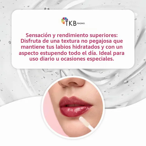 Vista 6 de TKB Base de brillo labial Versagel que cambia de color, transparente a rosa, vegano, libre de crueldad, de larga duración, personalizable