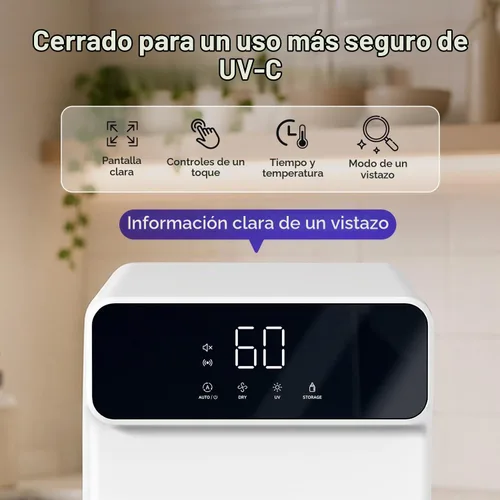 Vista 4 de HubiBaby Smart UVC LED Desinfectante y secadora para biberones, control de aplicación y ajustes de tiempo personalizados, capacidad XL para 18