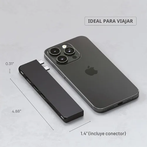 Vista 7 de Satechi Hub USB-C Pro Slim 7 en 1, carga de 100 W, HDMI 4K, USB4
