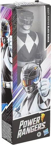 Vista 3 de Power Rangers Mighty Morphin Black Ranger - Figura de acción de 12 pulgadas inspirada en el programa de televisión clásico, con accesorio de hacha