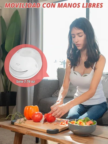 Vista 5 de Extractor de leche portátil manos libres, 4 modos y 12 niveles, función de memoria, recargable con brida de 4 tamaños y recolector de leche materna