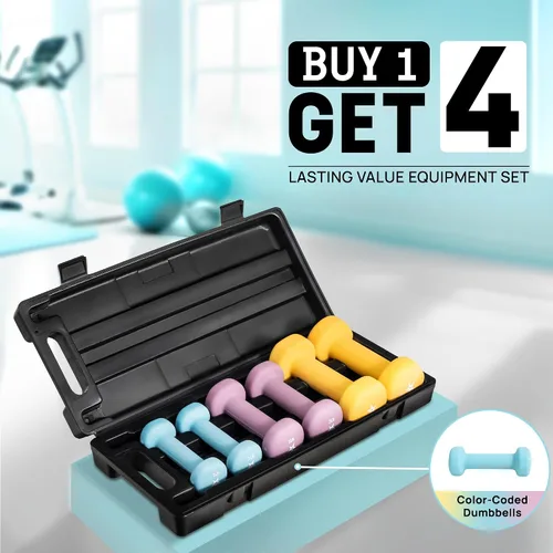 Vista 6 de Yes4All Neoprene Coated Dumbbell Hand Weight Sets - Multiple Weight Options with Rack, Anti-roll, Anti-Slip, Hexagon