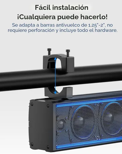 Vista 5 de KEMIMOTO 6-Speaker Metal UTV Sound Bar Compatible with RZR Can-Am Golf ATV