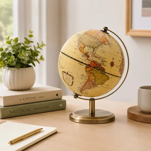Vista 9 de Globo Antiguo Diámetro 5.5 pulgadas / 14cm - Educativo/Geográfico - Mapa en Inglés