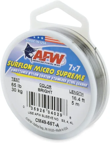 Vista 24 de American Fishing Wire Surflon Micro Supreme Nylon recubierto 7x7 de acero inoxidable, líder en alambres anudables para pesca en agua salada, pesca